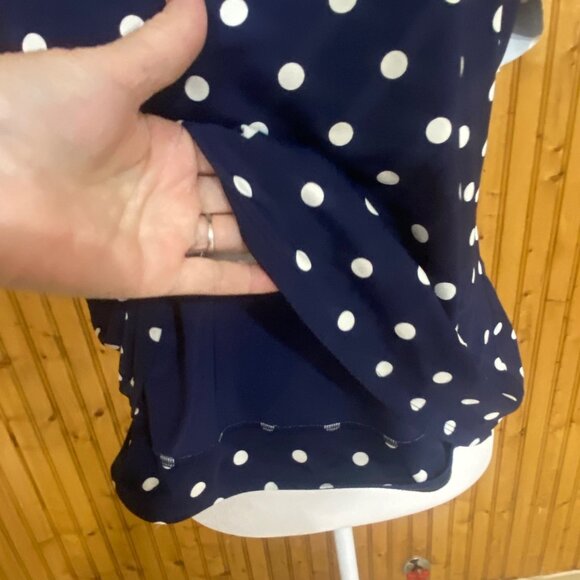 Lands End Tankini Swim Top Womens Size 18W Navy Polka Dot Ruffle Beach Resort C - Picture 4 of 14